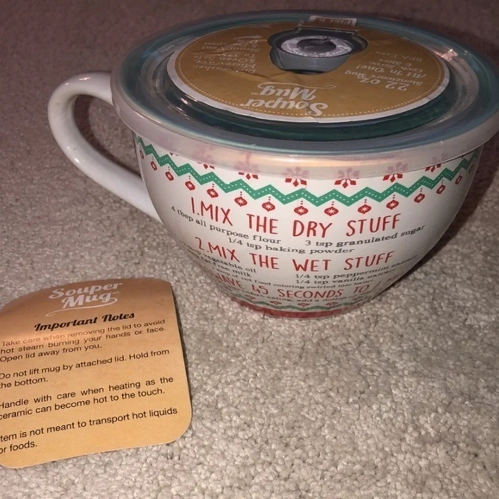 Pier 1 Imports Souper Soup Mug Christmas Peppermint‎ Swirl Cake New